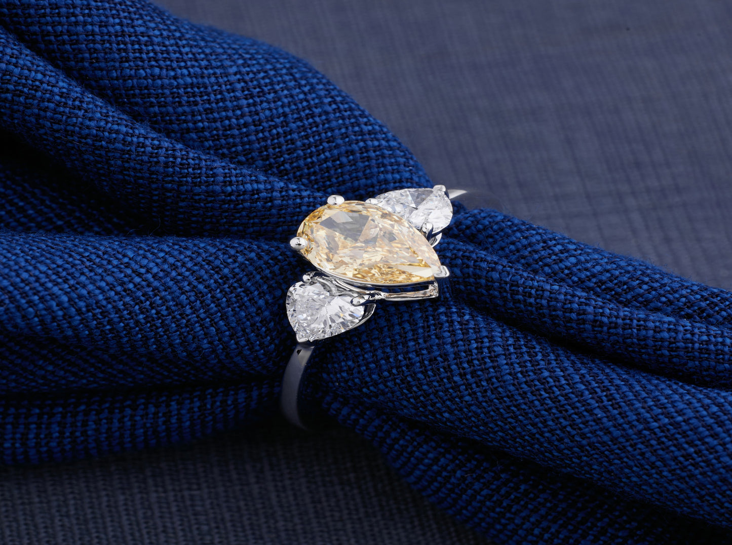 Golden Aura Pear Trilogy Ring