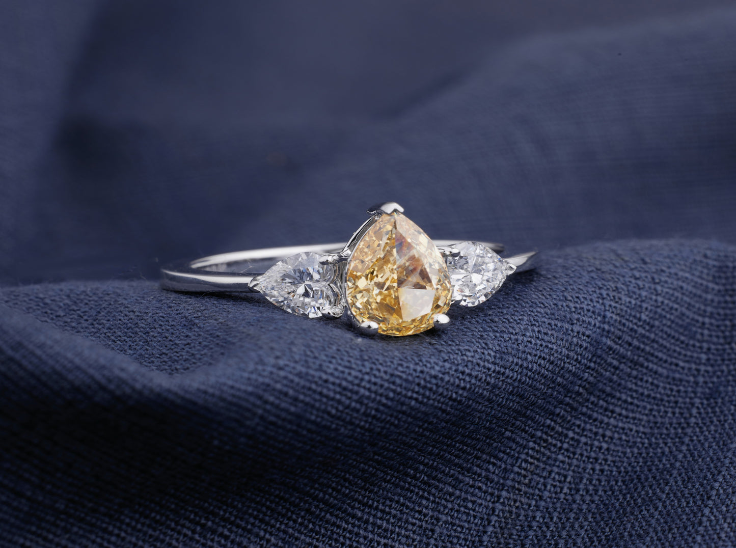 Golden Aura Pear Trilogy Ring