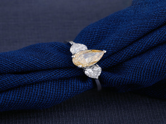 Golden Aura Pear Trilogy Ring